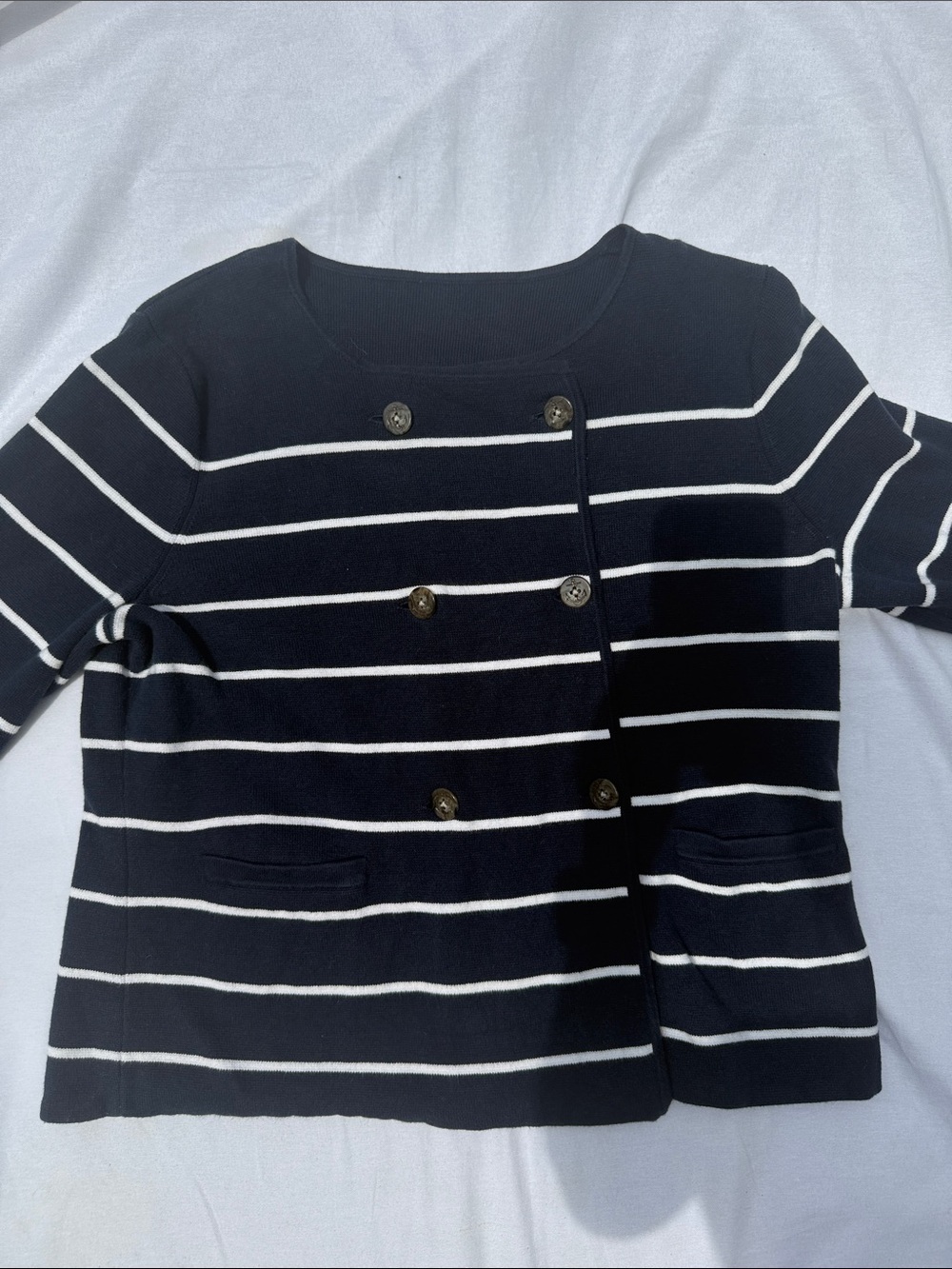 Vineyard Vines Navy & White Striped Double-Breasted Top
